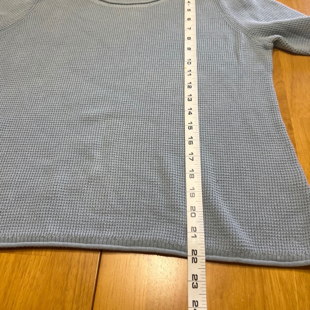 J. Jill Womens Light Blue Waffle Knit Long Sleeve Crew Neck Sweater Large - Picture 5 of 6